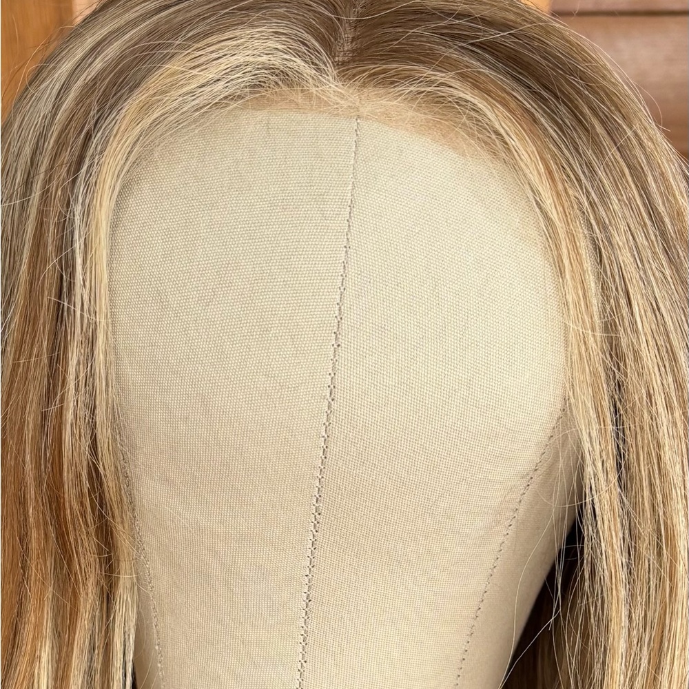 REDUCTION $500.00! Human Hair Dk Blonde w/ Lt Blonde highlights Highline Wig - Picture 7 of 12